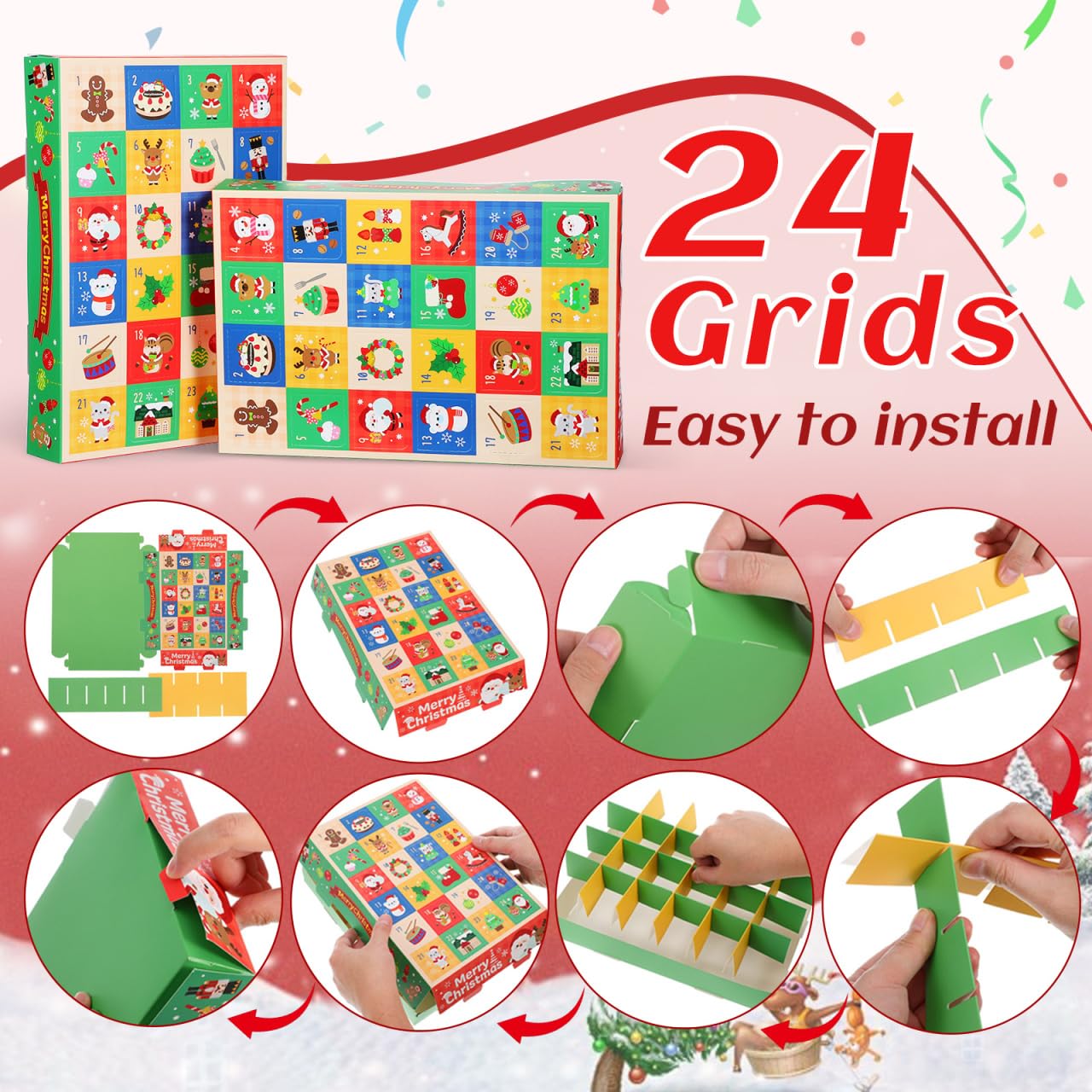 Cabilock Lot de 10 boîtes de calendrier de l'Avent vides à remplir soi-même - 24 compartiments