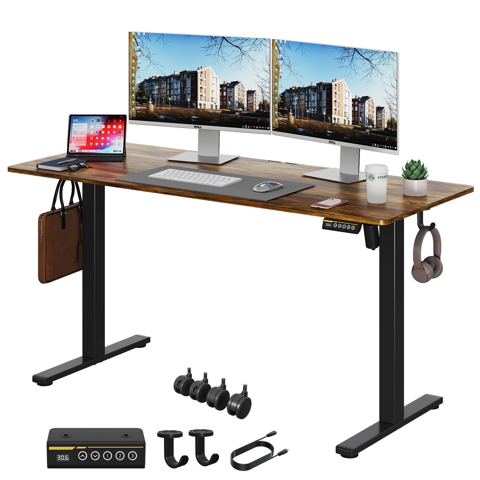 Gamork 電動スタンディングデスク 幅 140 cm x 奥行き 60 cm Amazon | Gamork 電動スタンディングデスク 高さ調整70CM-118CM