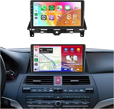 4Core 4G+64G Car Stereo for Honda Accord 8th 2008 2009 2010 2011 2012 2013, Wireless Carplay Android Auto, 10" Screen Radio with Backup Camera, Bluetooth Stereo for Honda, WiFi GPS, SWC, EQ/FM/RDS
