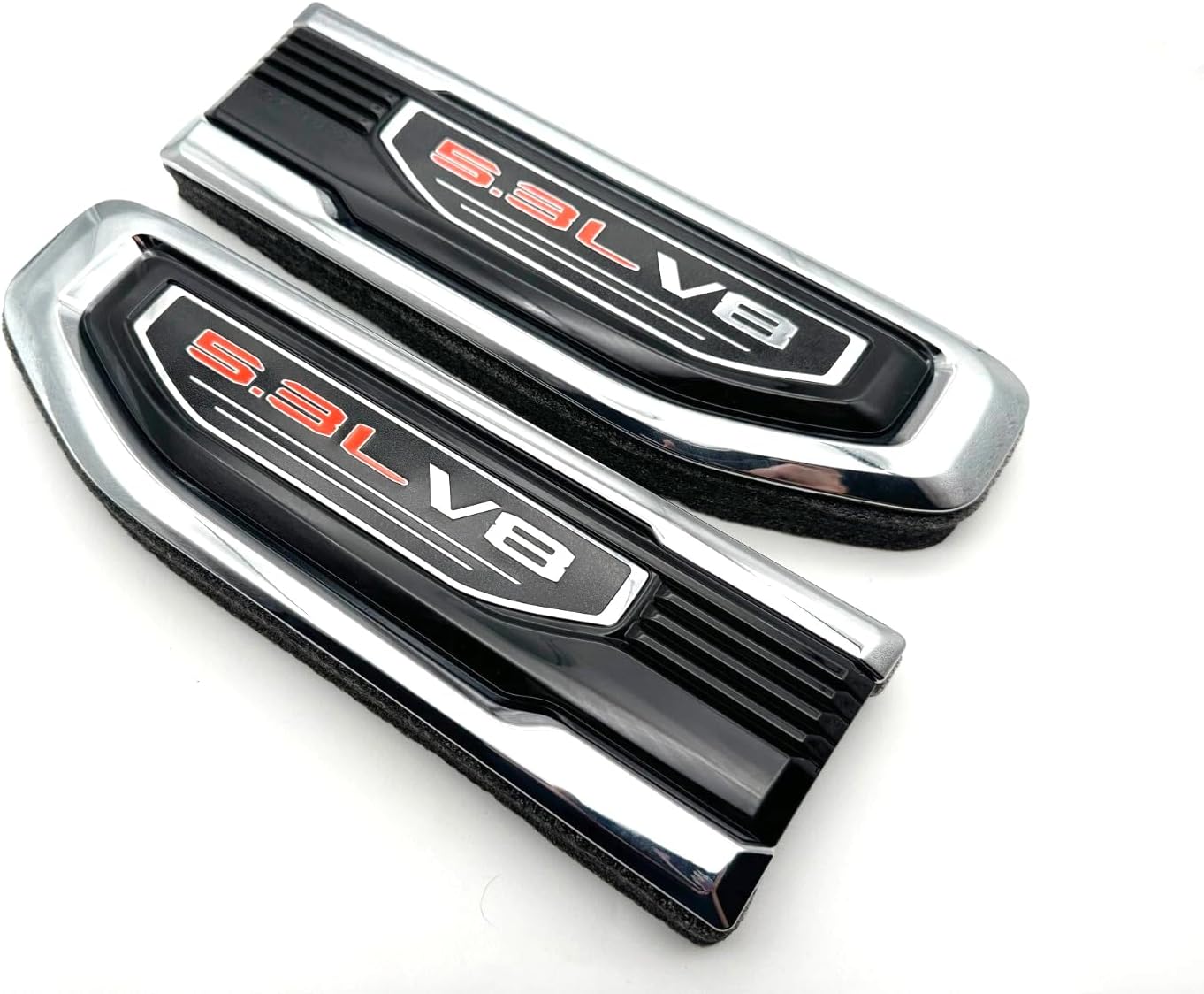 Pair New 5.3L V8 Vent Decal Emblems Kit 3D Driver Passenger Side Badge Compatible with 2019-2024 GMC Sierra GM 85160715 86532094 (Chrome Red)