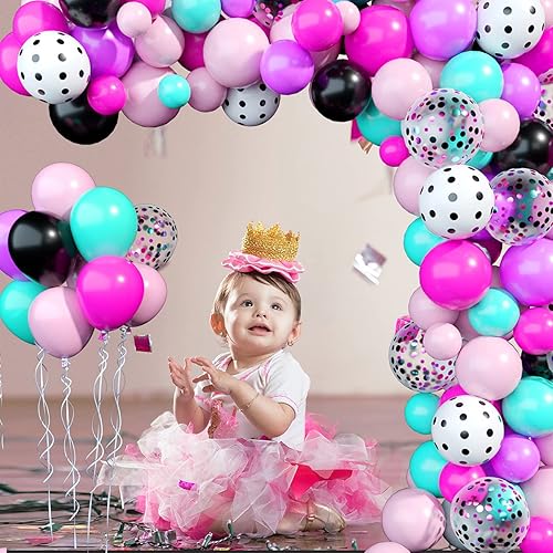 Miniatura 2 de Kit de guirnalda de globos sorpresa para fiestas paquete de 108 globos de látex de 12105 pulgadas rosa rojo rosa verde azulado azul negro morado