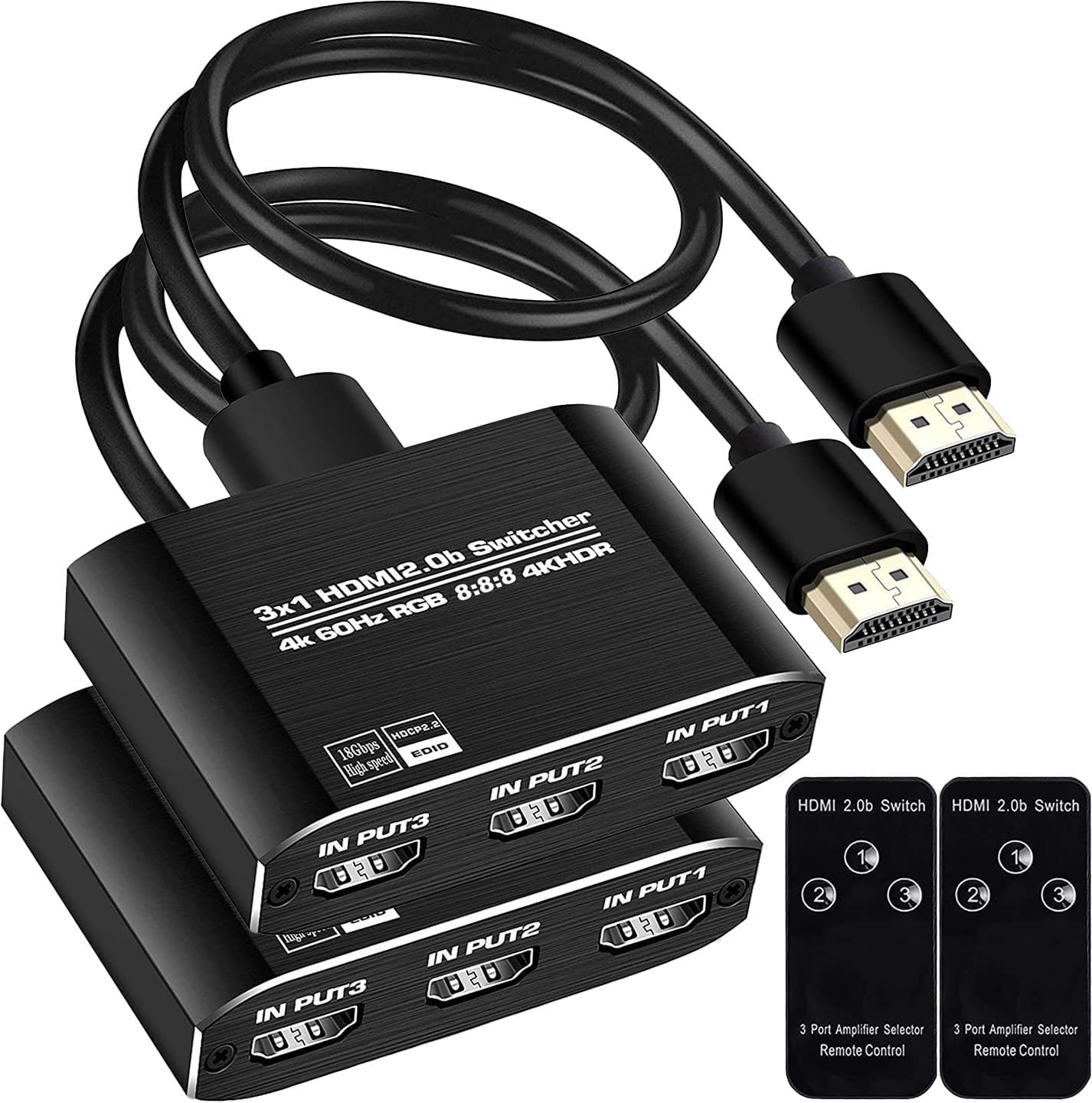 Amazon Anami Hdmi切替器 スイッチ Hdmi分配器 Hdmi20b Hdr 4k60hz Hdmi切り替え器 Hdmiスイッチャー 3入力1出力リモコン付 2台 