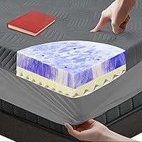 Vista 1 de Cubrecolchón de espuma viscoelástica individual de 3 pulgadas, cubrecolchón de espuma ventilada con funda de refrigeración, protector de colchón