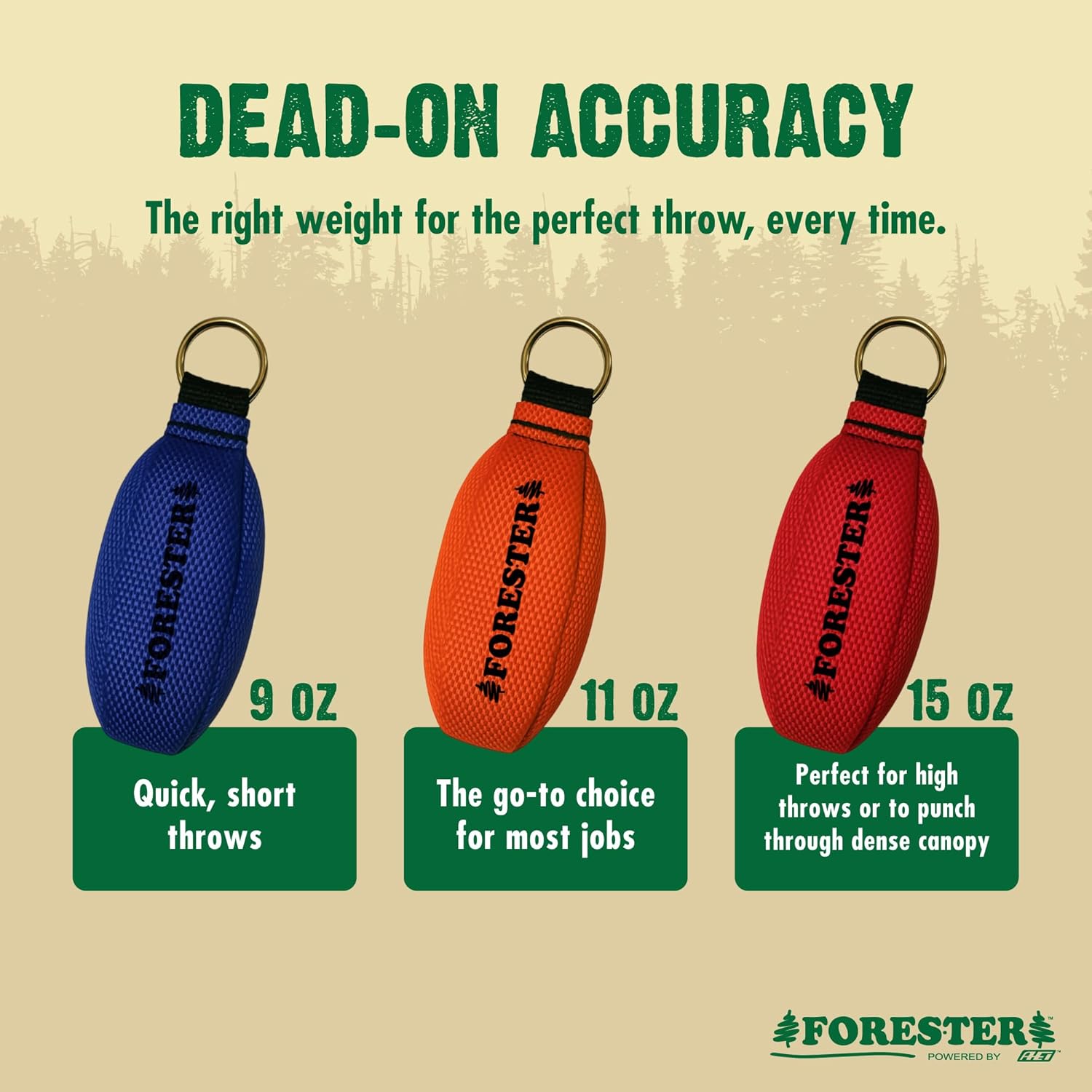 FORESTER Arborist 9oz Throw Line Kit + Throw Line Cube Bundle | Throw Weight & 166ft Rope | Ultra Slick 100% Polyester Rope | Arborist Equipment for Tree Climbing