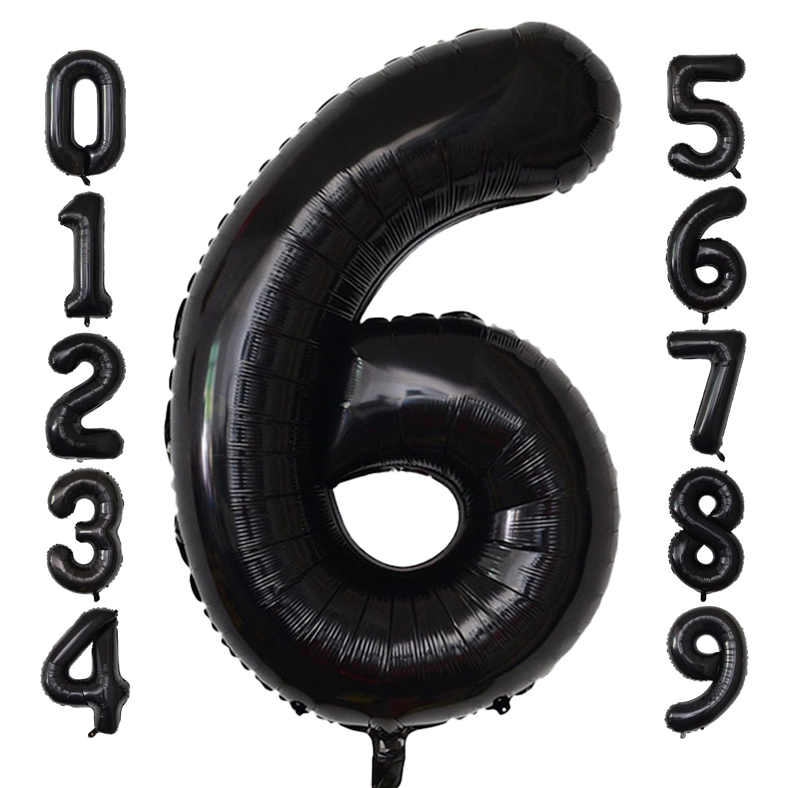 40 Inch Giant Black Number Balloons, Helium Mylar Foil Number Balloons for Birthday, Number 6 Balloon for Party Celebration Decorations Graduations