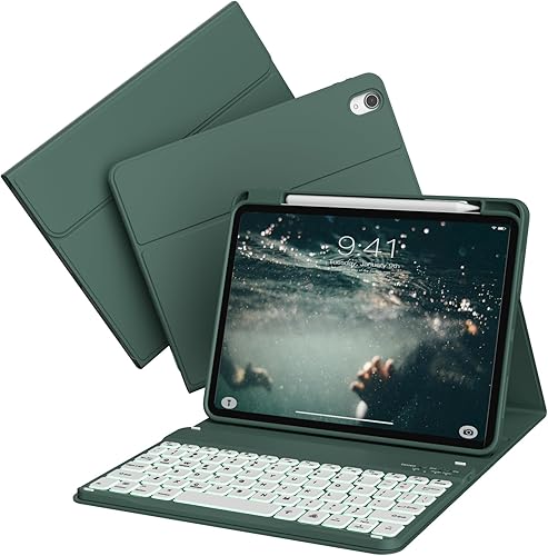 Miniatura 12 de Funda para iPad de 11ª y 10ª generación con teclado, 7 colores retroiluminados, desmontable, con soporte para lápiz, para iPad de 11 pulgadas, A16