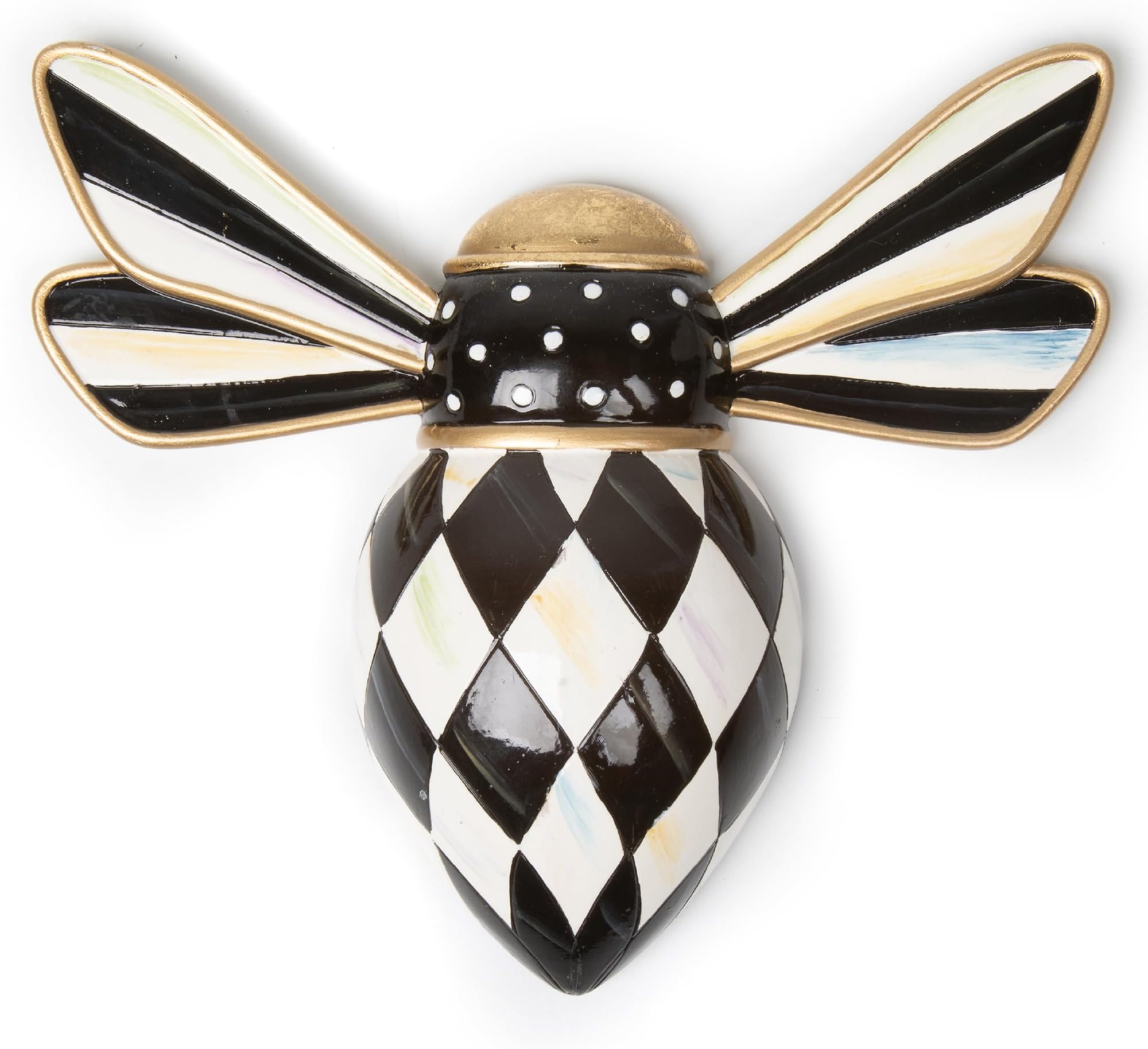 Bee, Hanging Bee Decoration, Black-and-White Courtly Check