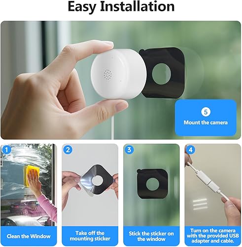 Miniatura 2 de Cámara de ventana, 2K 2.4G WIFI cámaras interiores para seguridad del hogar con visión nocturna Starlight, detección inteligente AI, envío de
