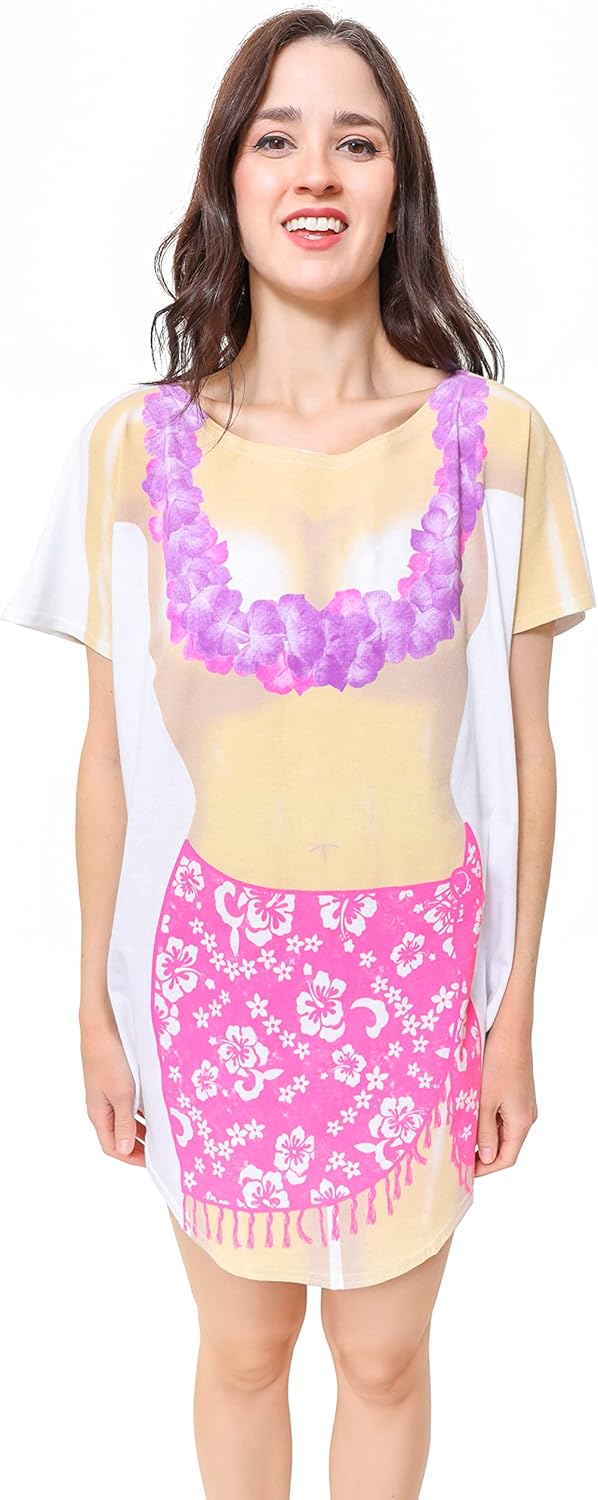 The Original Women's Bikini Shirt - Funny Bikini Print Bathing Suit Cover-up Beach Tshirt Dress for Women Men