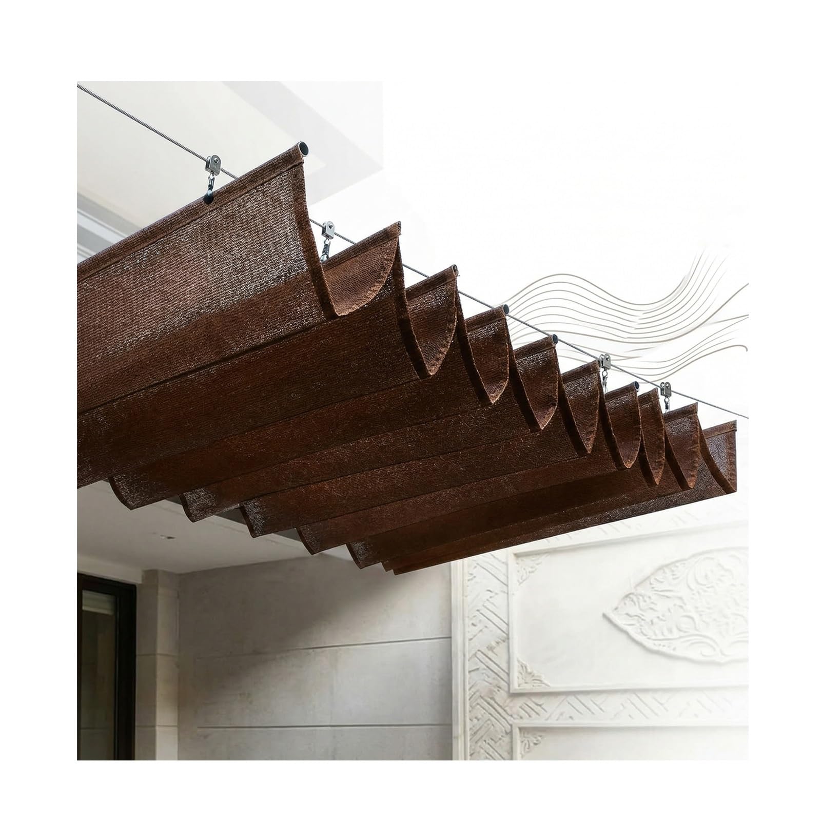Store Enrouleur Télescopique Extérieur en U pour Pergola et Terrasse - Maille HDPE 2.5x14m