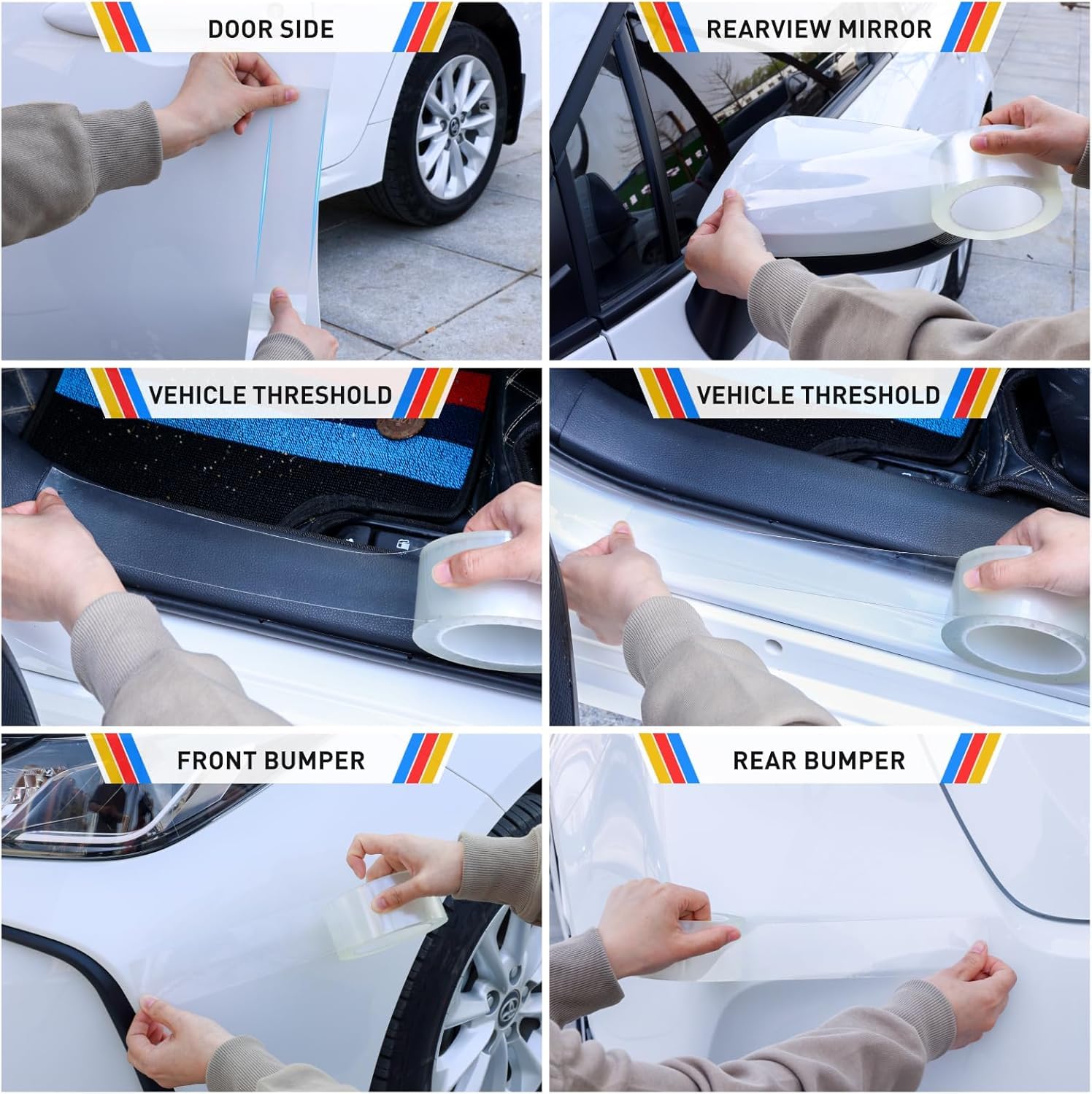 EINESIN Protezione per porta dell'auto Trasparente 5cm×10M, Pellicola universale di protezione per portiera dell'auto, Protezioni Per Davanzali Per Porte Auto Universali, Autoadesive
