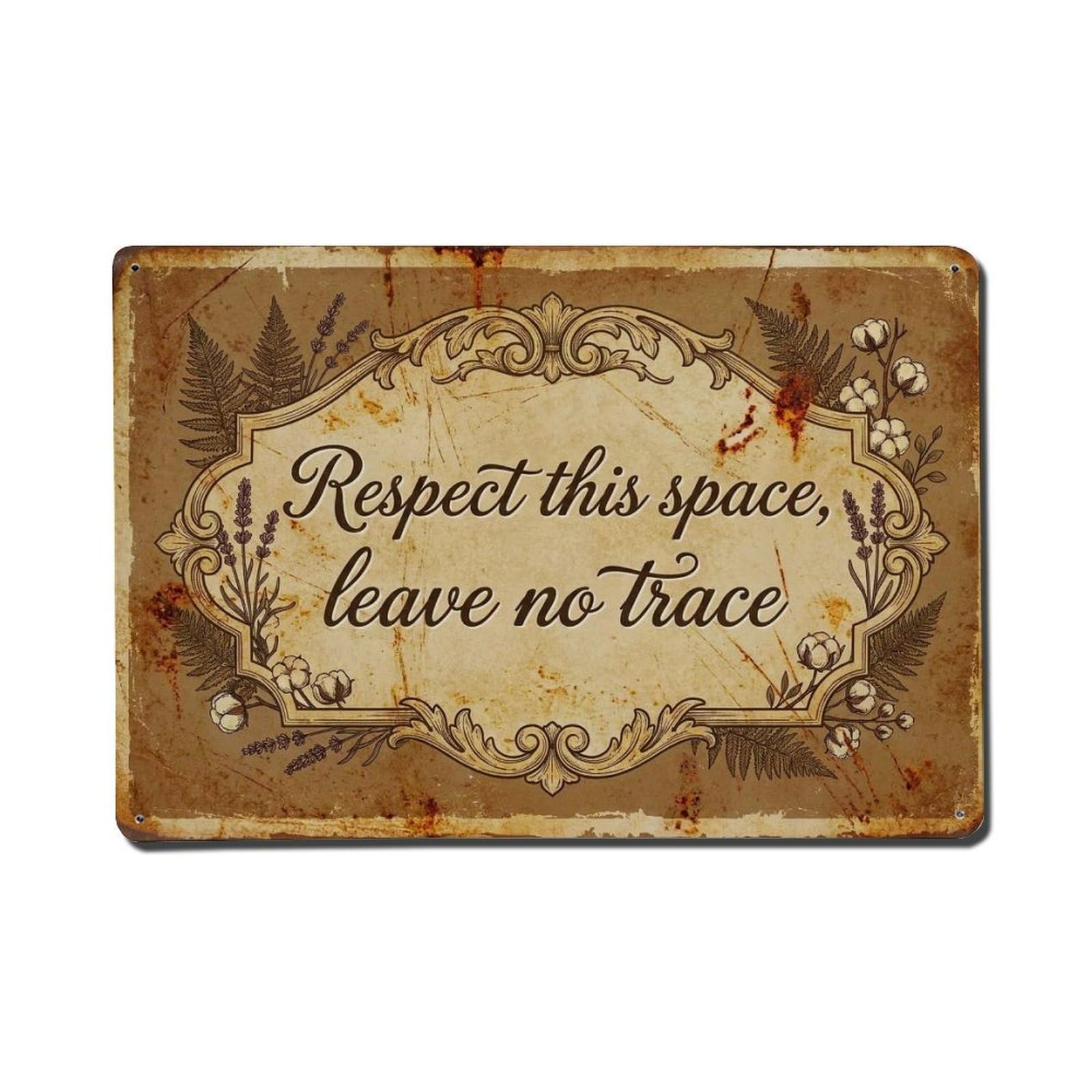 Olhnbad Style Respect This Space Leave No Trace Bathroom Quote Metal Tin Sign