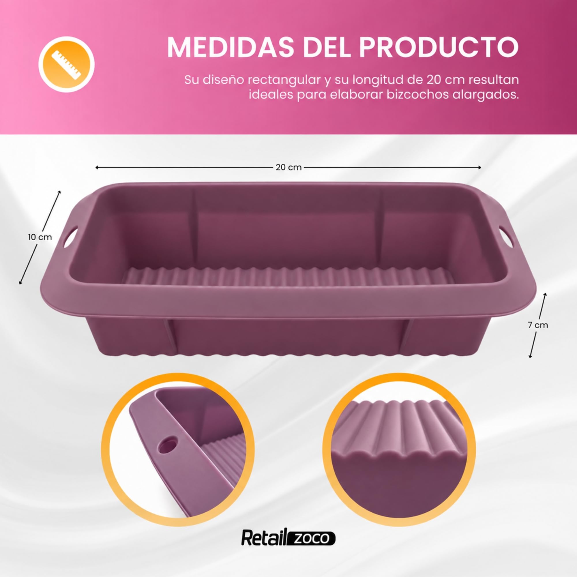 Molde de Silicona para Bizcochos, Molde repostería silicona, Longitud 20 cm - imagen 5