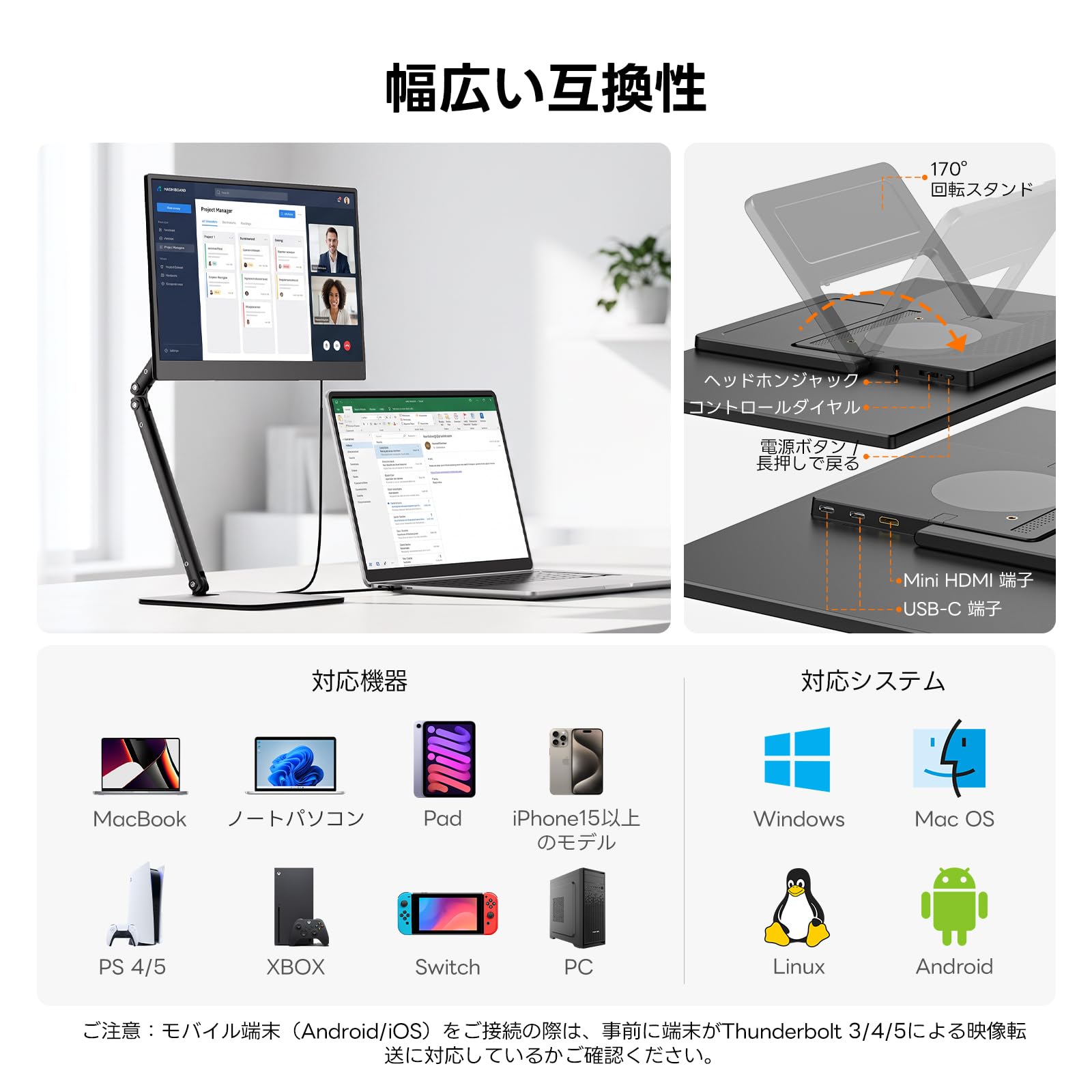 Amazon.co.jp: Omiodo 15.6インチ 磁気吸着スタンド付き モバイル