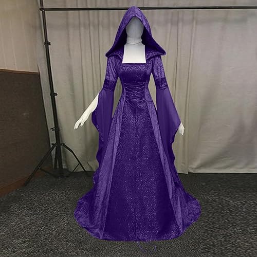 Miniatura 2 de Vestido gótico para mujer con capucha medieval, traje con corsé, renacentista, vestido victoriano