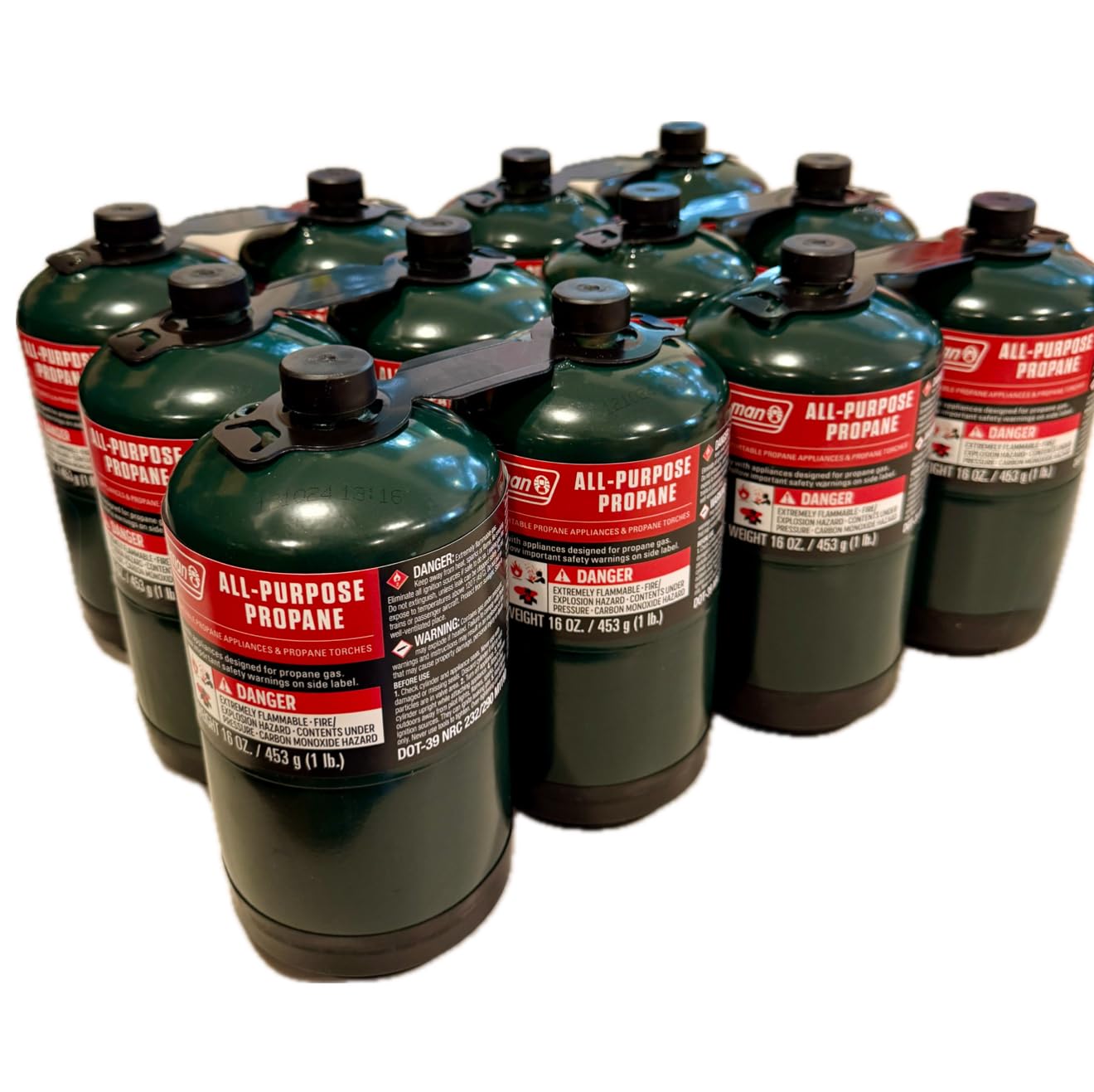 Propane Replacement Fuel Cylinders Camping- 16 Oz (12 Pack) Factory Pre-filled and Ready to Use