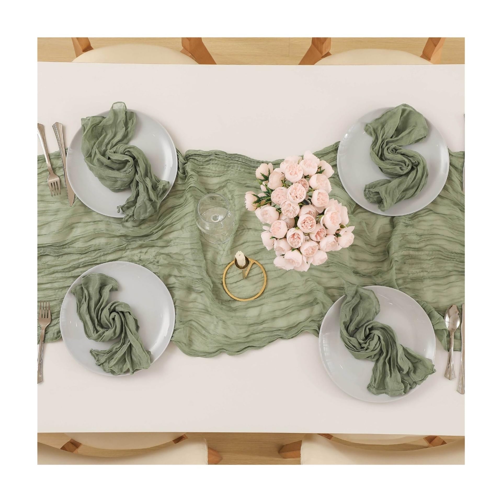 Camino de Mesa de Tela de Queso Servilletas de Camino Mesa estopilla, Gasa rústica for decoración del hogar, Boda, Novia, Fiesta cumpleaños, Estilo Bohemio, 6 uds