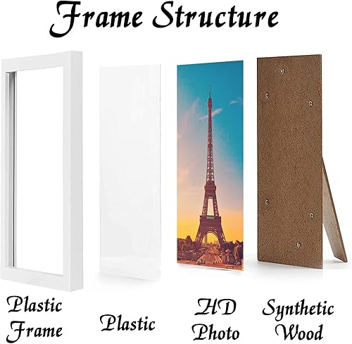 Miniatura 2 de Juego de 5 portarretratos de 4 x 6 pulgadas, marcos de fotos blancos de alta transparencia para galería de pared horizontal de escritorio vertical
