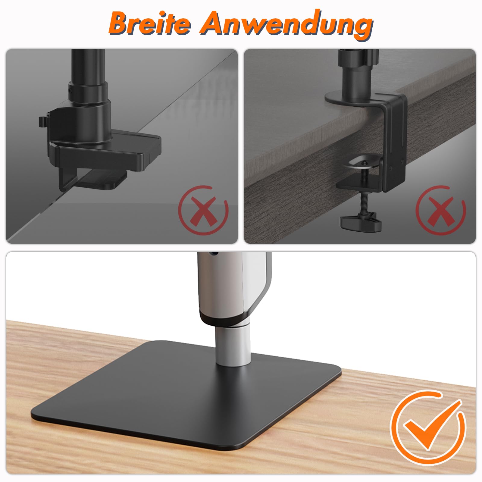 PUTORSEN Freistehender Monitorständer für 17-49 Zoll Bildschirm bis zu 18 kg,Ultra-breiter Monitor Halterung 1 Monitor,Stufenlose Höhenverstellung Schwenkbar Neigbar,VESA 75/100mm