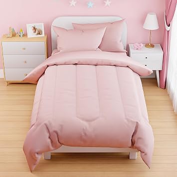 SANDJEST Pink Duvet Cover Sets Full Size for Kids Girls, Incude 1 Polyester Comforter Cover 80x90 Inches and 2 Pillowcases 20x26 Inches, Comforter Not Included, Gift for Christmas Birthday