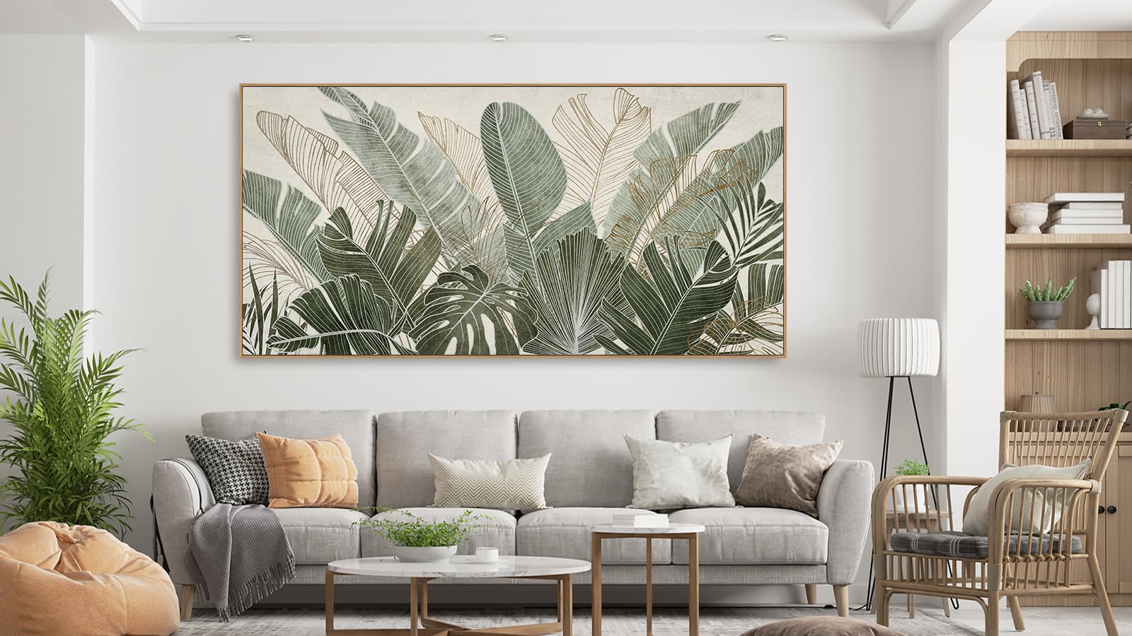 Amazon.com: tigeridge Framed Canvas Wall Art - Tropical Green Leaf