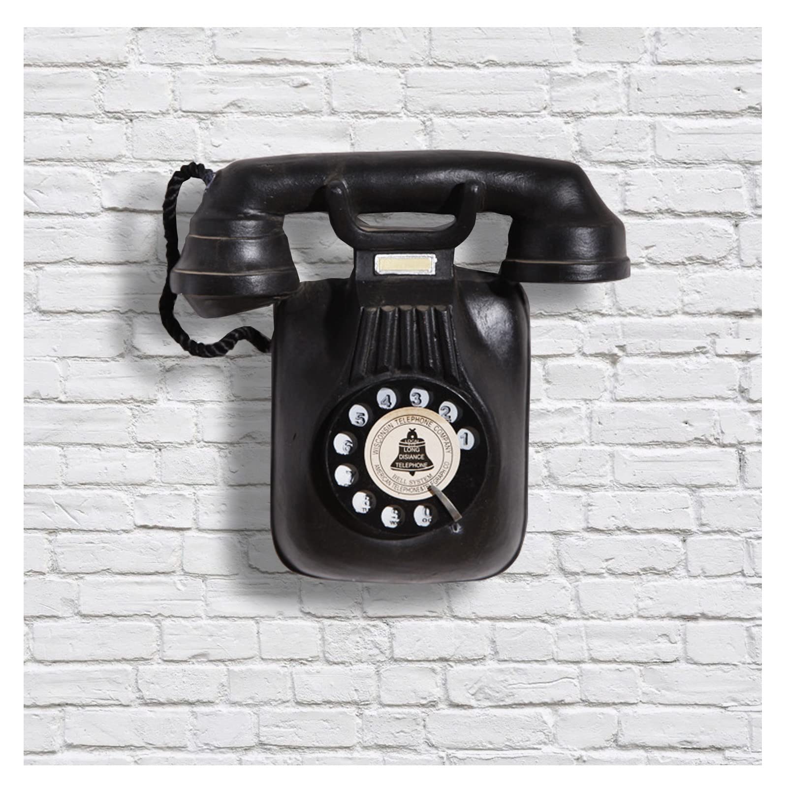 Meiiron Dekoracyjny model telefonu, emulacja telefon retro obrotowy telefon stacjonarny model rzemiosła ozdoby, czarny telefon obrotowy, stara moda vintage dekoracja telefonu prezent