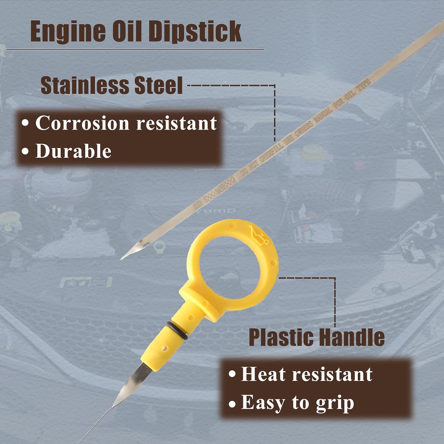 AUCERAMIC 4.0L Engine Oil Dipstick Fit for Jeep Cherokee XJ 1996-2001, for Jeep Grand Cherokee WJ/ZJ 1996-2004, for Jeep TJ/Wrangler TJ 1997-2006 Replaces# 917366 53010445AB