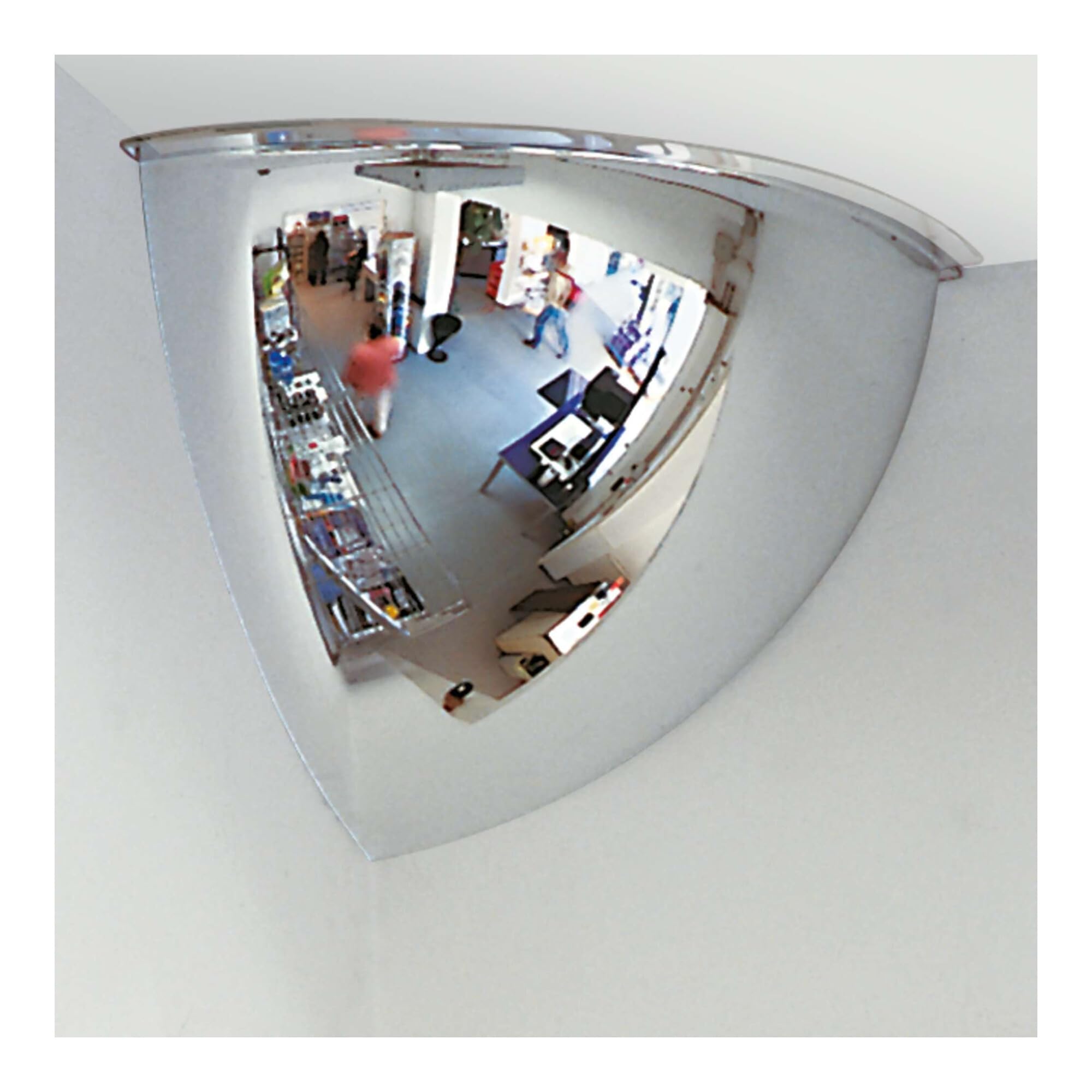 Miroir panoramique, angle de vue 90 °, distance maximale d'observation 5 m, dimensions du miroir (l x P) : 420 x 360 mm