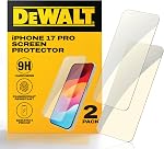 DEWALT Heavy Duty 9H+ Glass for iPhone 15 Pro Max Screen Protector, Military Grade Shatterproof & Durable, Screen Protector 15 Pro Max Tempered Glass, Anti-Fingerprint & Smudge Protection, 2 Pack