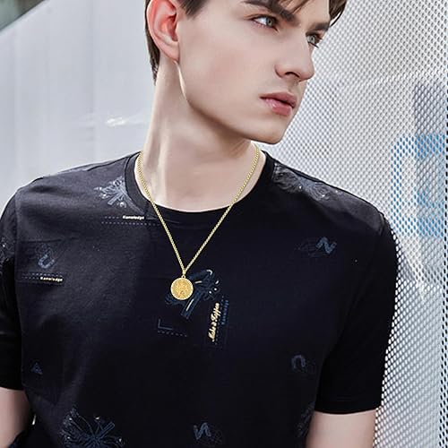 Vista 480 de Collar con colgante de plata de ley 925 con medalla de San Patrón, joyería religiosa para hombres y mujeres, con cadena de acero inoxidable 316L