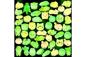 Outee 50 Pack Glow in the Dark Mochi Squishies for Stress Relief and Halloween Fun