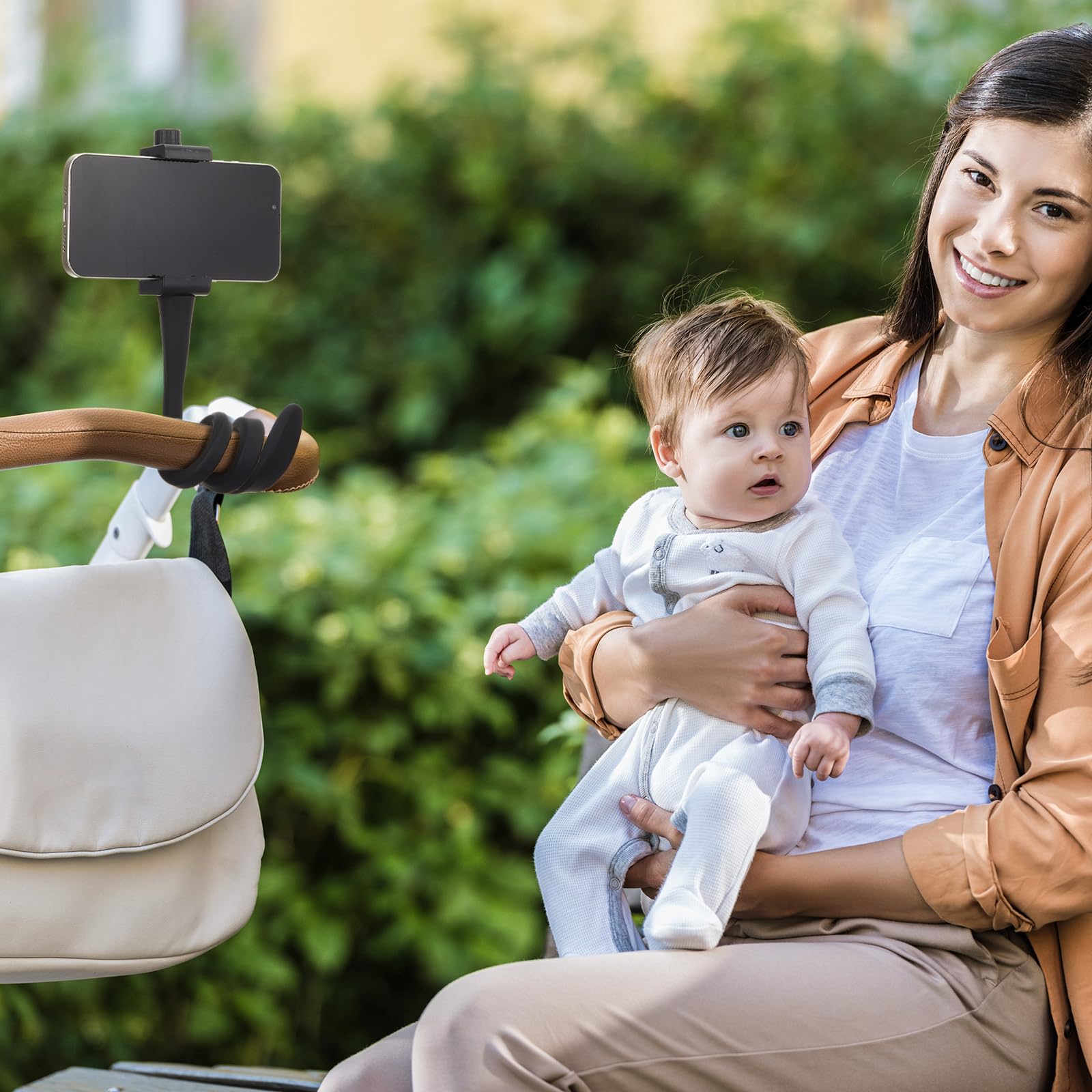 Amylove 2 Stck Kinderwagen-Handyhalterung, tragbarer Handyhalter, Stnder,  universelles Kinderwagen-Zubehr fr Eltern, Babys, Kleinkinder,  Handyklemme mit rutschfestem Silikon-Armgriff (schwarz, : Amazon.de: Baby