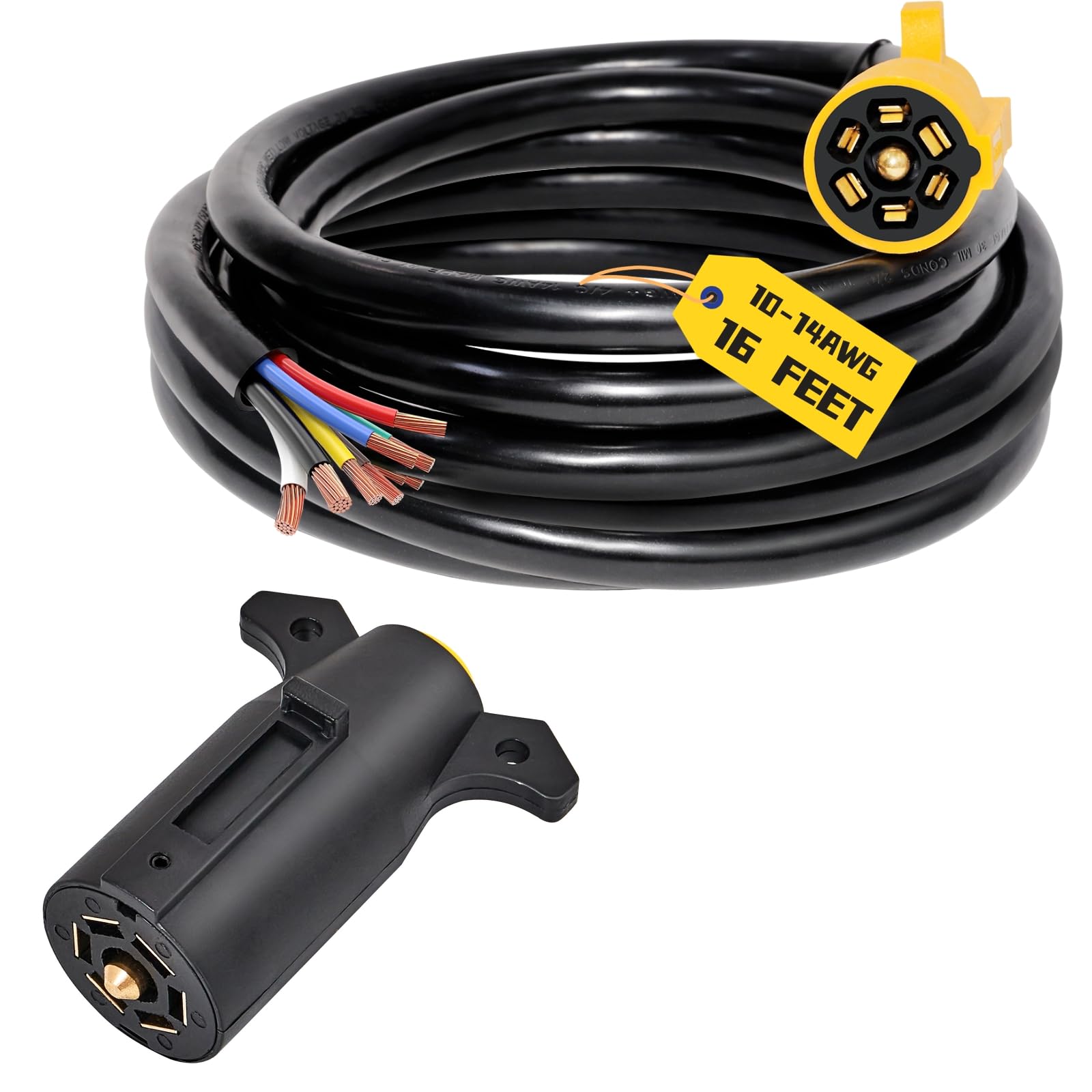 Oyviny 7-Way Y Splitter Trailer Adapter - 7 Way Female To Dual 7 Way Male, 20.5 Inches, For Truck Camper & Trailer - View #2
