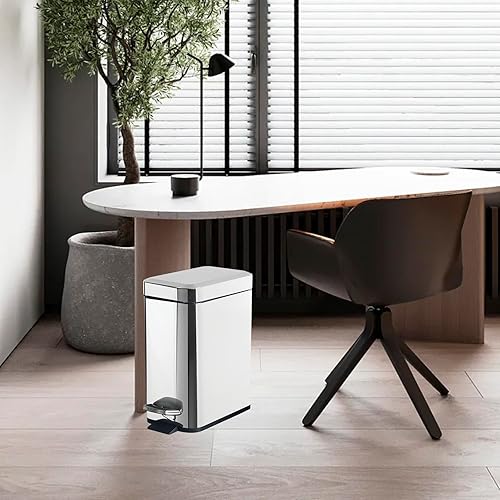 Miniatura 7 de Cubo de basura de baño de 1.3 galones con tapa, cubo de revestimiento extraíble delgado de 5 litros, cubo de basura pequeño para baño, dormitorio,