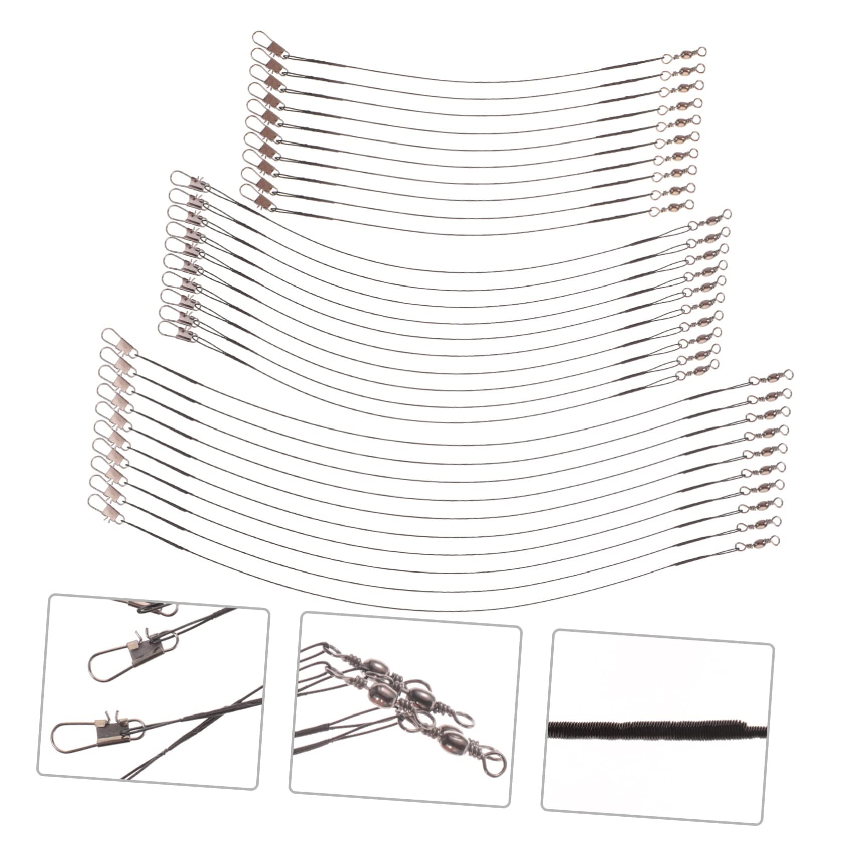 BESPORTBLE 3sets Fishing Leaders Saltwater Steel Fishing Lines Leading Ropes Fishing Tackle Professional Fishing Swivels 30pcs*3