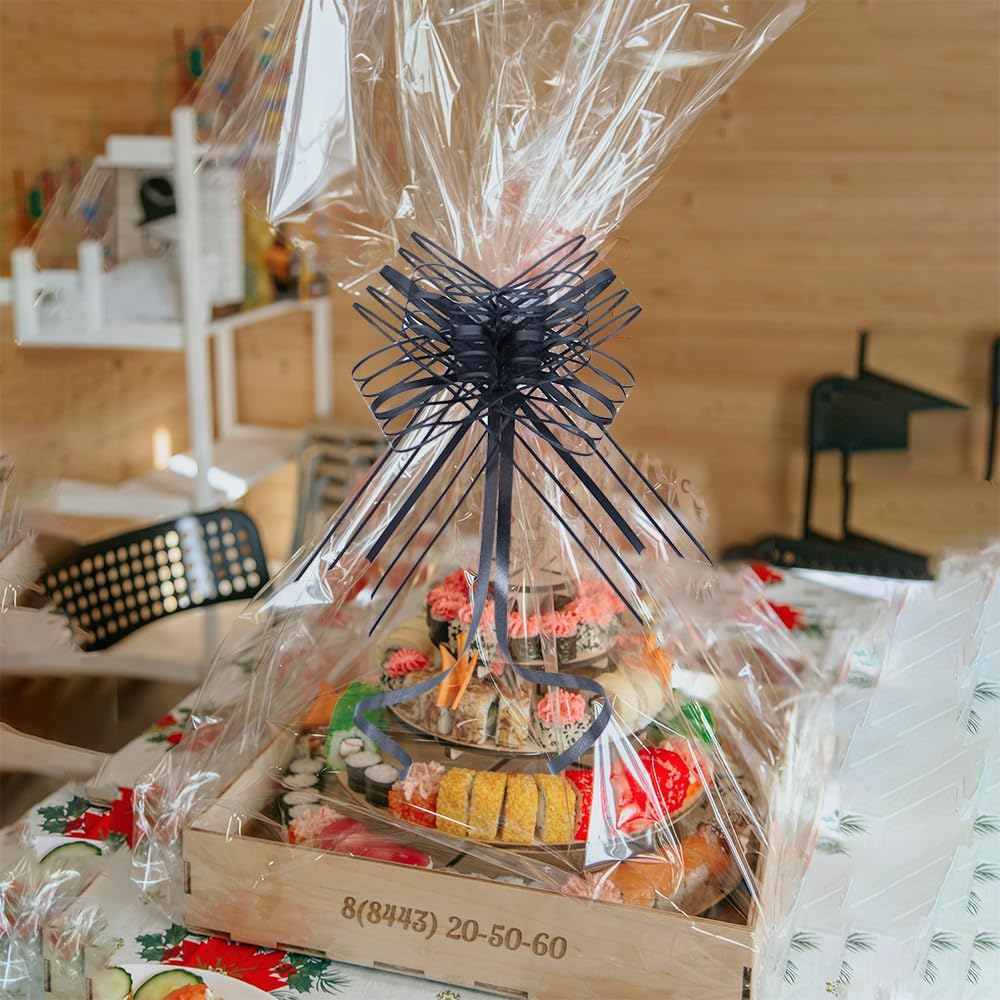 Large Black Gift Bows - Perfect Pull Bow for Gifts Wrapping, Man Present Decoration Birthdays Holiday and More(6 inches, 10 PCS) - Image 2