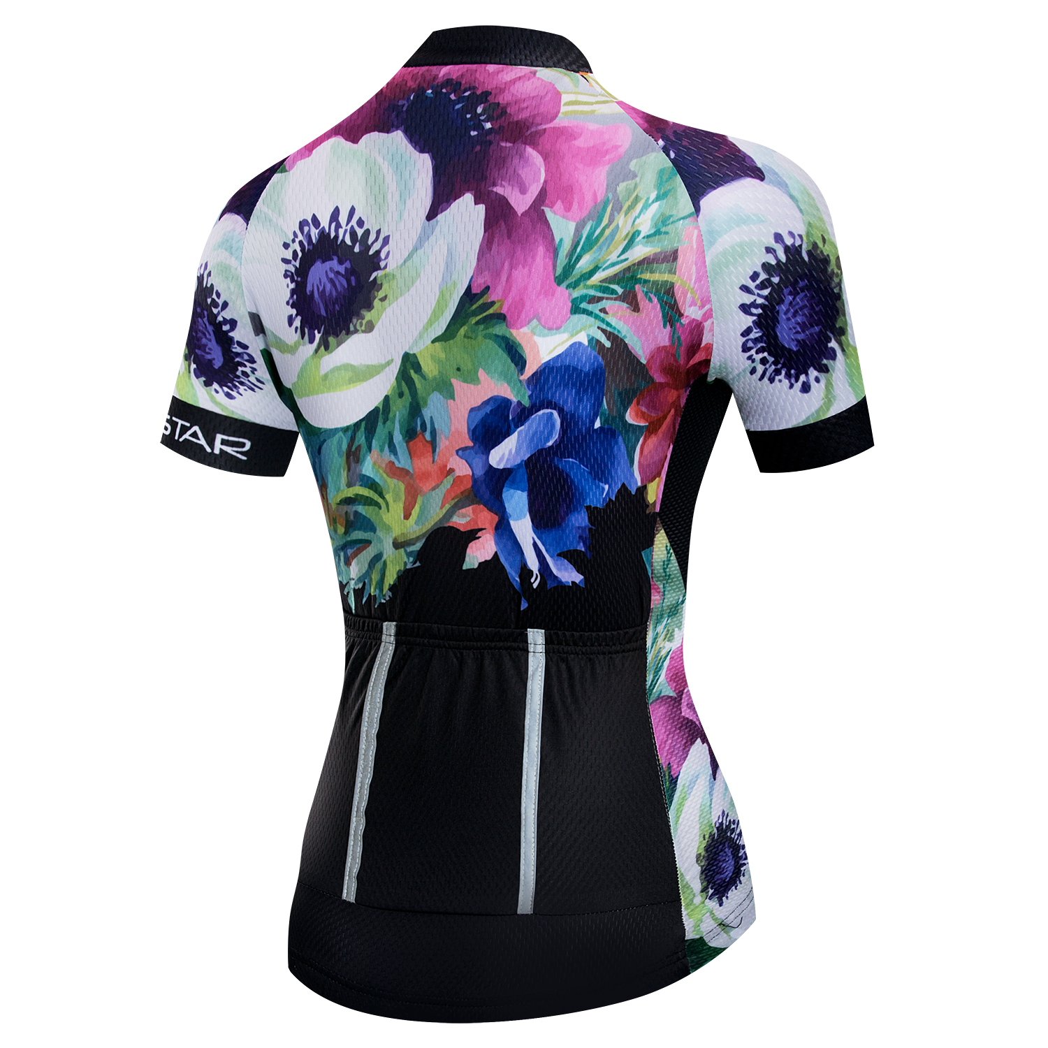 Women Cycling Jersey Short Sleeve Breathable with Pockets Flower