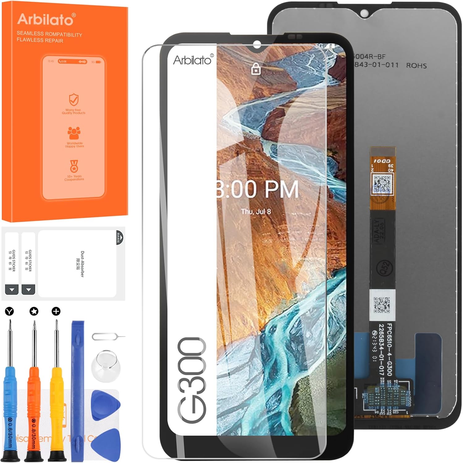 Screen for Nokia G300 Screen Replacement for G300 LCD Screen TA-1374,N1374DL Touch Display Digitizer Assembly Repair Parts（Black No Frame）