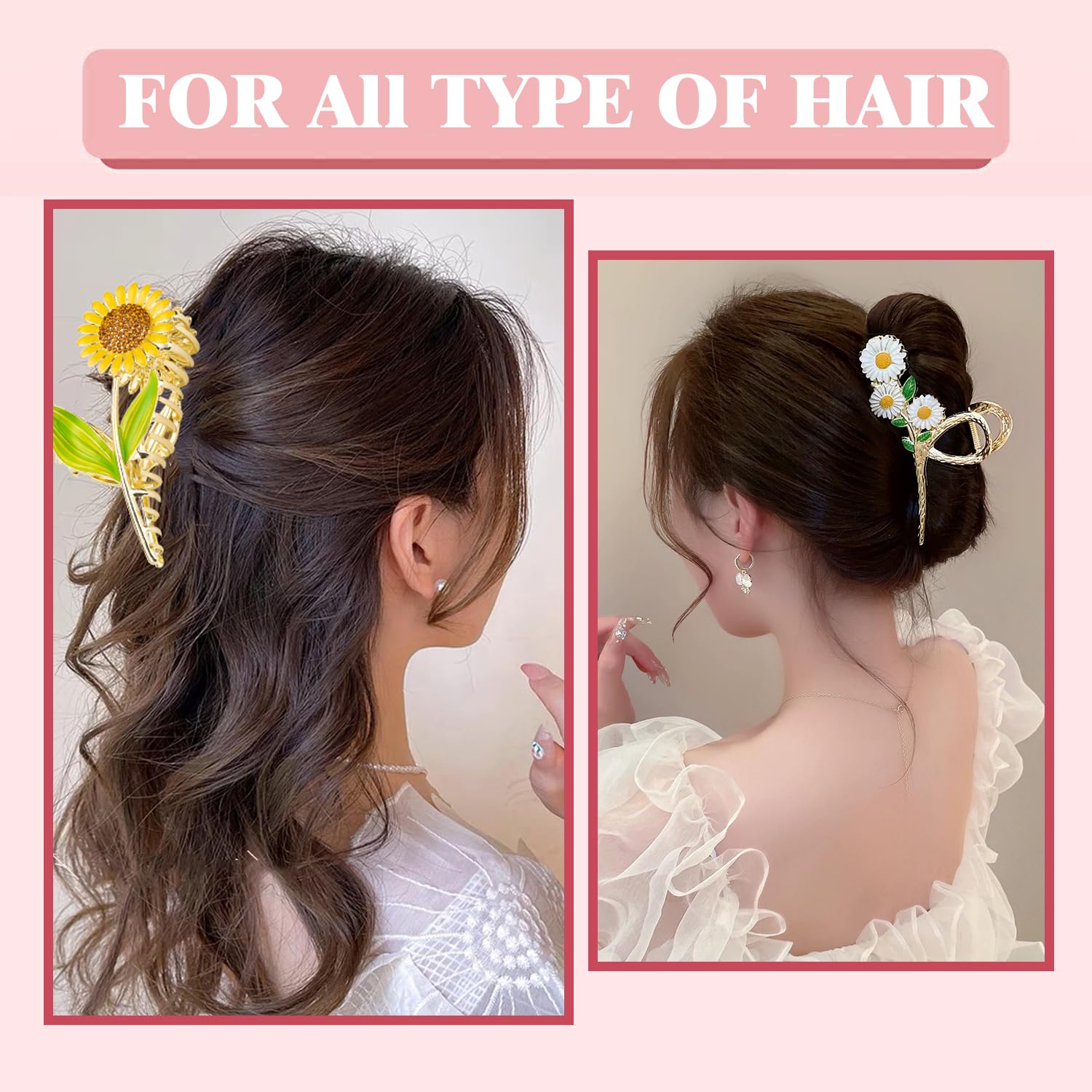 6 Pcs Flower Metal Claw Hair Accessories for Women & Girls - Large Tulip Nonslip Styles, Strong Hold Matte Claws for Long, Thick & Thin Hair - Image 6