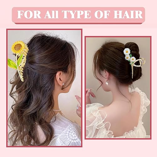 Miniatura 6 de 6 piezas de accesorios para el cabello con forma de garra metálica para mujeres y niñas, estilo tulipán grande, antideslizantes, pinzas mate de