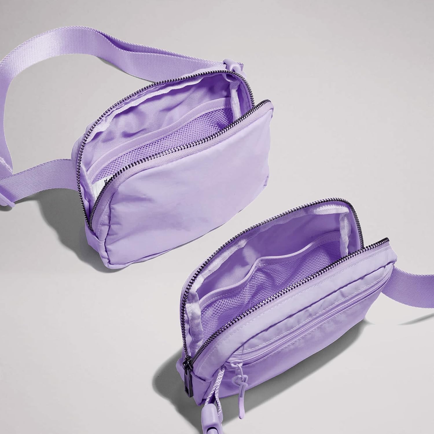 Cross Body Fanny Packs for Women Fashion Waist Bag Pouch Nylon Small Travel Crossbody Bags Mini Purse Everywhere Belt Bag Bum Bag Adjustable Strap for Workout Running Hiking Lavender Fog - Image 4