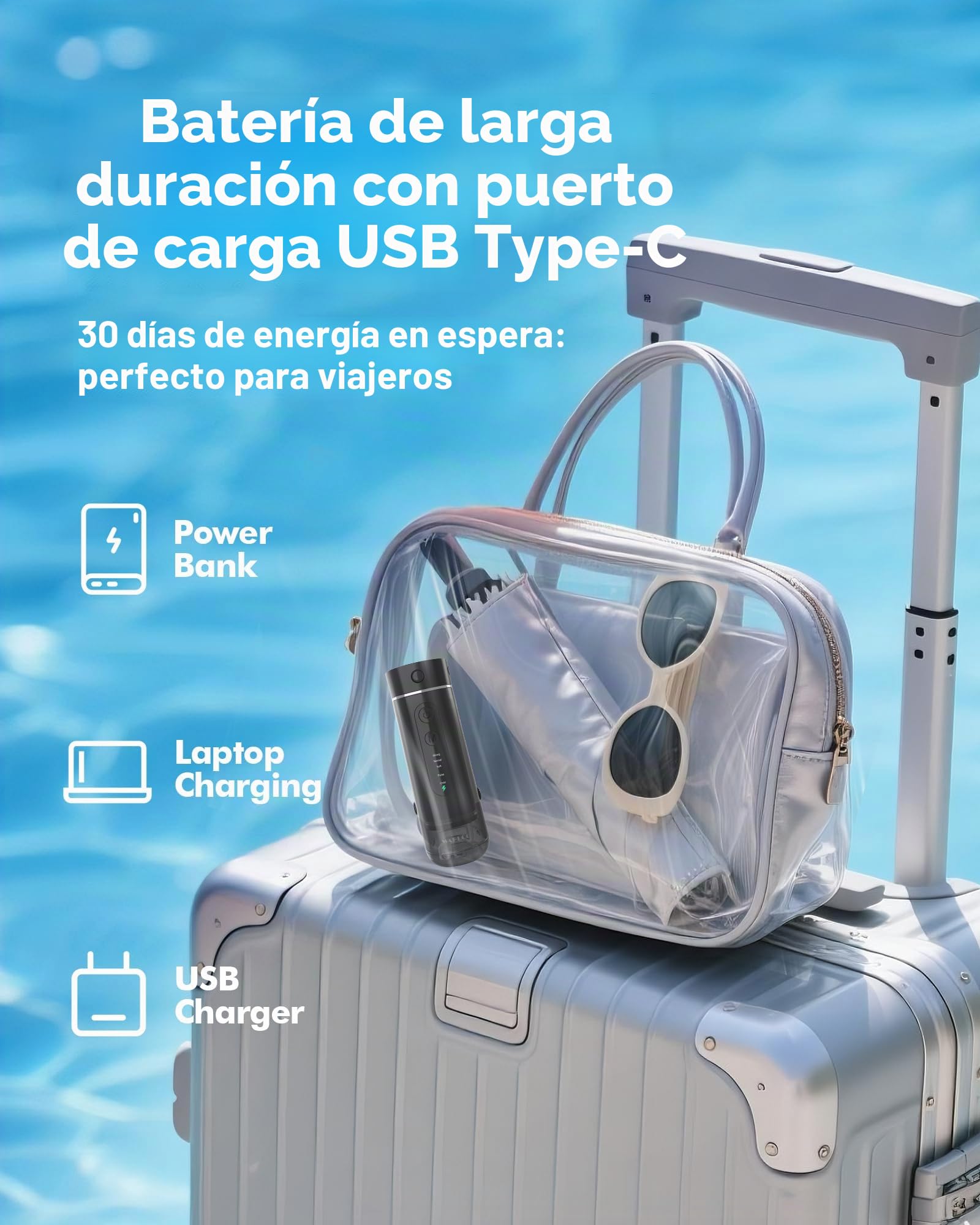 Irrigador Dental Portátil, Water Flosser USB-C Recargable, Inalambrico Irrigador Bucal con 5 Modos de Presión, 6 Boquillas Ortodoncia, Irrigador de Viaje para Limpieza Dental,(Negro)