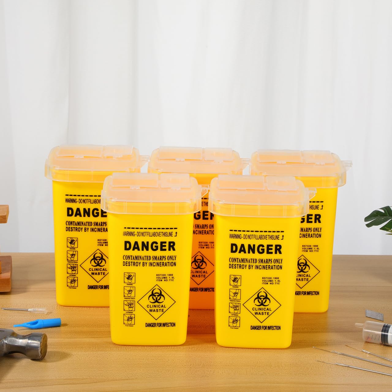 Contenedor De Objetos Punzantes 5 Uds Caja De Agujas Desechables Para Eliminación De Cuchillas De Barbero Y Recolección De Residuos De Salón 5.90X3.58X3.58In