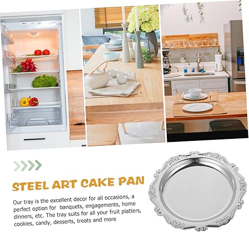 Miniatura 8 de BESTOYARD Bandeja redonda dorada para tartas de hierro, platos de cena de café turco, bandeja para collar, pulsera, decoración de mesa, decoración