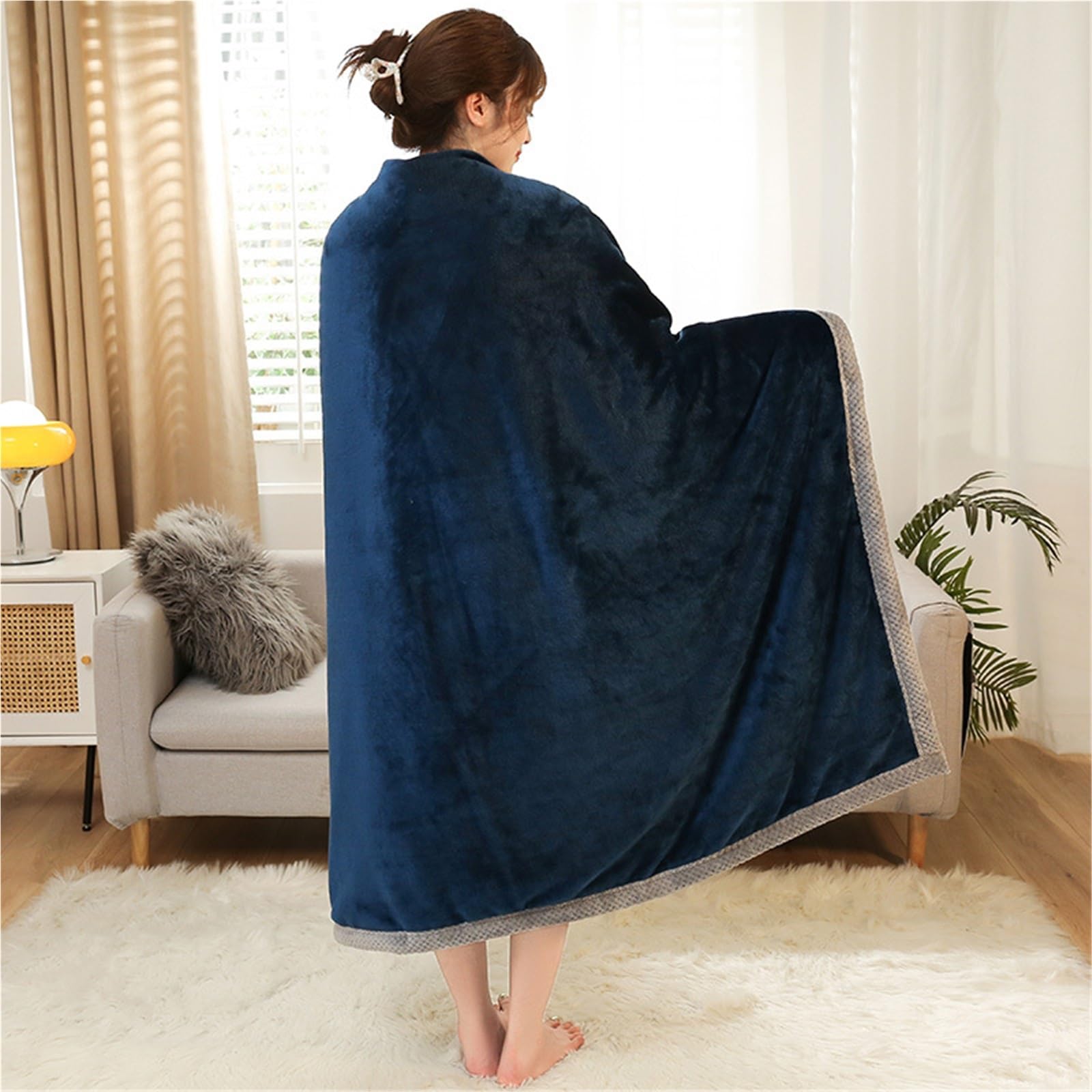 Coperta natalizia morbida e pelosa, regalo per donne, in pile spesso e caldo, per divano e letto, grigio, 150 x 200 cm, ideale per l'inverno