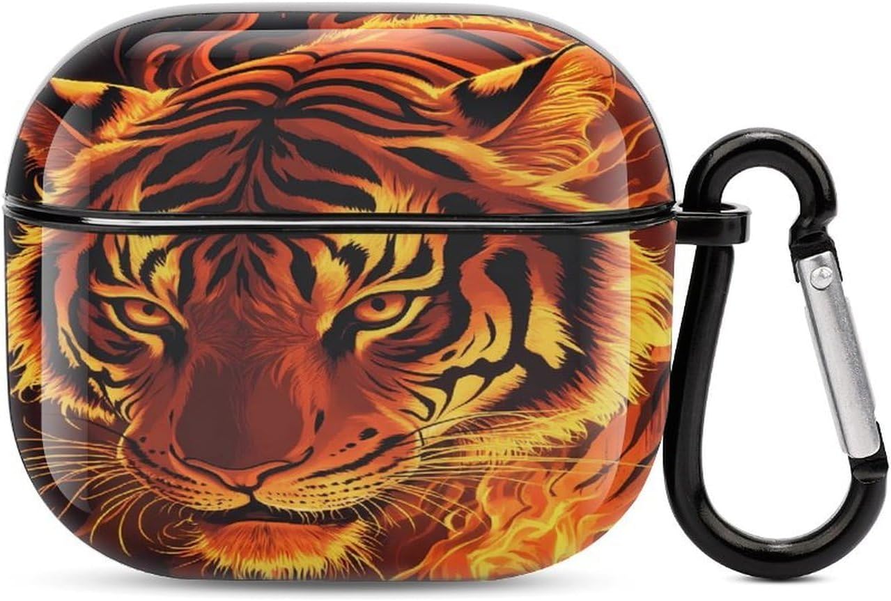 Tiger in Flaming Funny Earbuds Case for Airpods 3