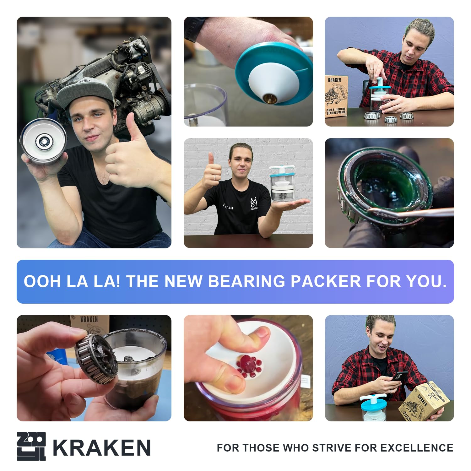 Rotation Handle Bearing Packer Tool - Inject Grease Safely, Easily, Effortlessly - Wheel Grease Packer With 50-Inch Drop Protection and Automatic Center Locator