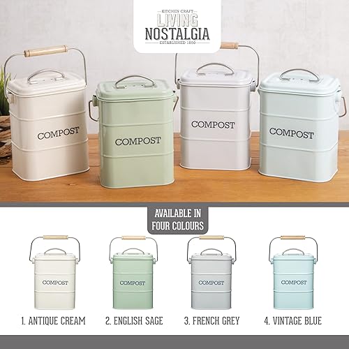 Miniatura 6 de Kitchen Craft Living Nostalgia - Papelera de acero (3 litros), color gris pálido