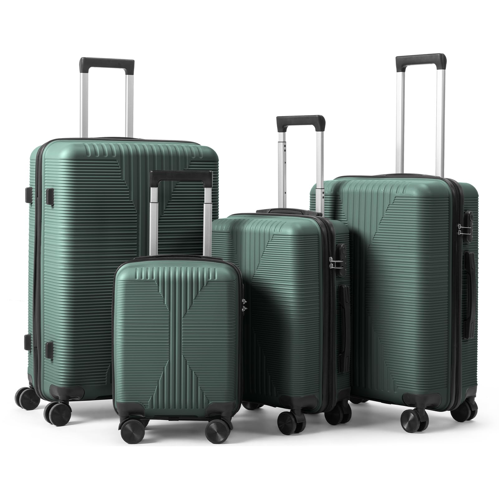 Karl home Luggage Sets 4 Piece, Dark Green, 16/20/24/28"