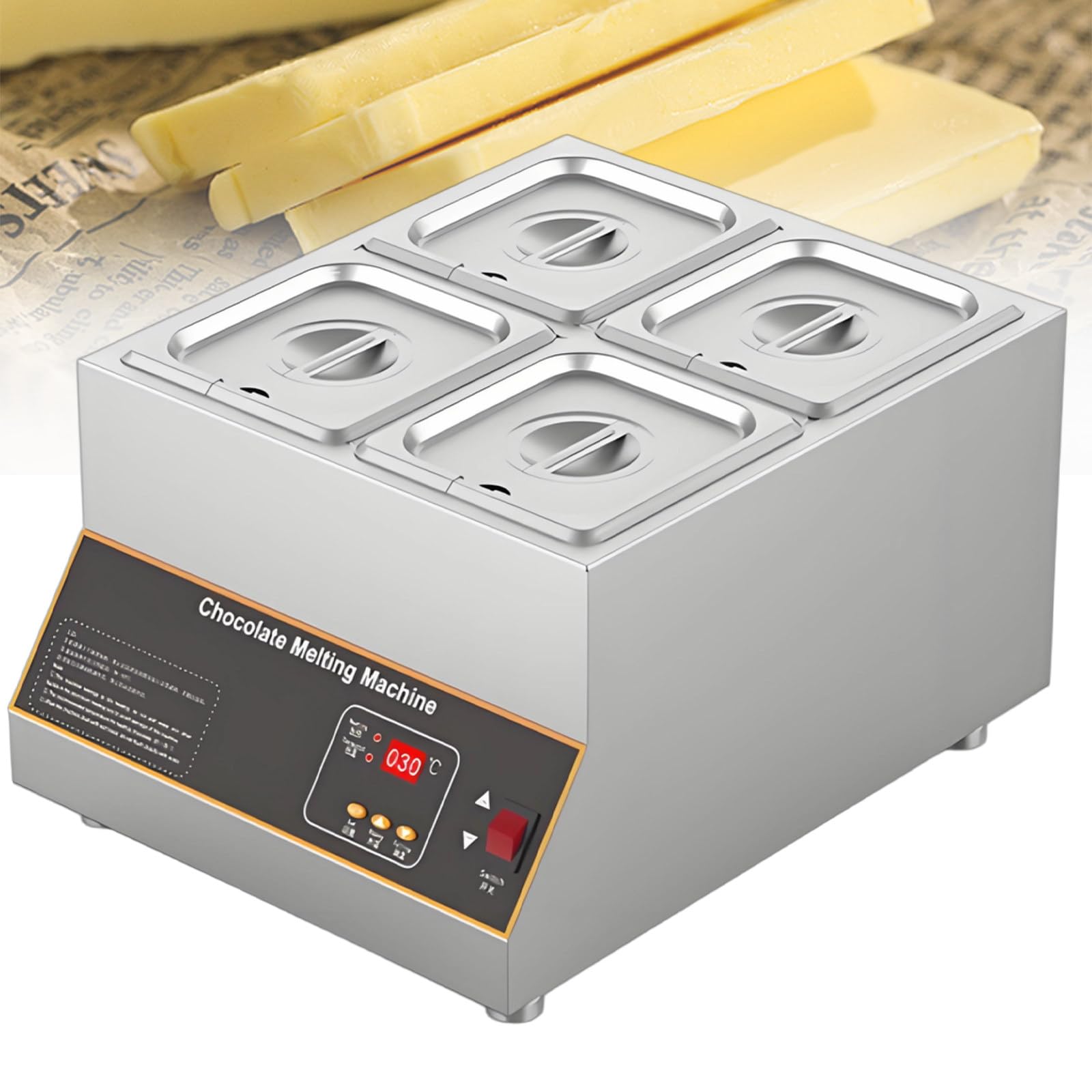 Scioglitore Elettrico per Cioccolato 500W con Controllo Digitale, Temperatura Regolabile 0-95°C, Ideale per Sciogliere Cioccolato, Latte, Panna e Zuppe 4cylinder